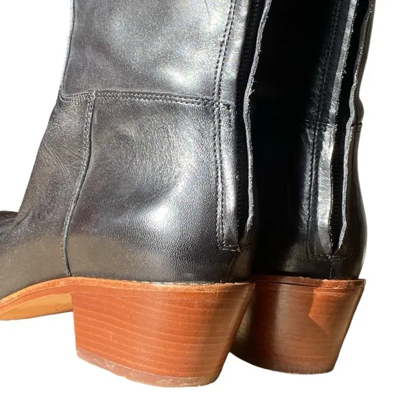 Cole Haan Black Leather Wesley Tall Zip Up Boots 6.5