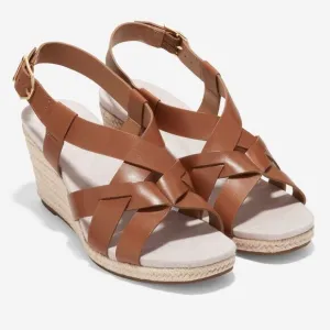 Cole Haan Brown Wedge Sandals Leather Espadrille Crystal NEW Sz 10 Buckle