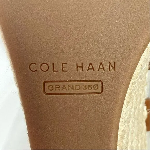 Cole Haan Brown Wedge Sandals Leather Espadrille Crystal NEW Sz 10 Buckle