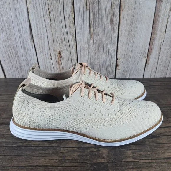 Cole Haan Grand Original Stitchlite Wingtip Cement Twisted Knit Women's Sz 8 B