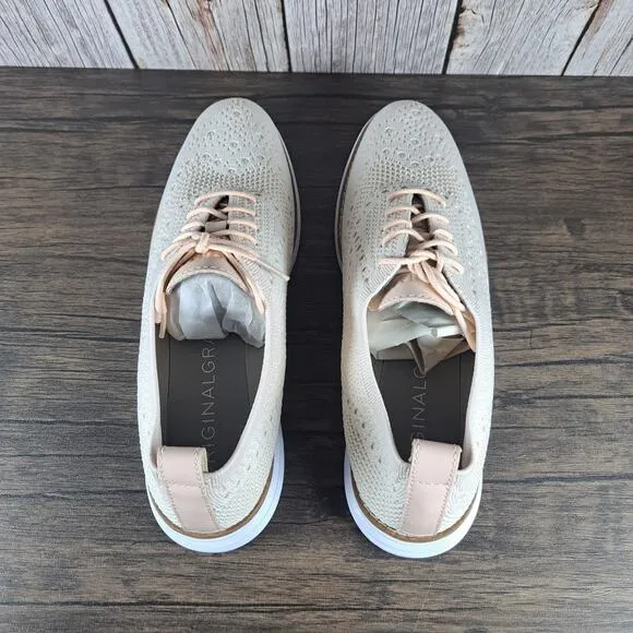 Cole Haan Grand Original Stitchlite Wingtip Cement Twisted Knit Women's Sz 8 B