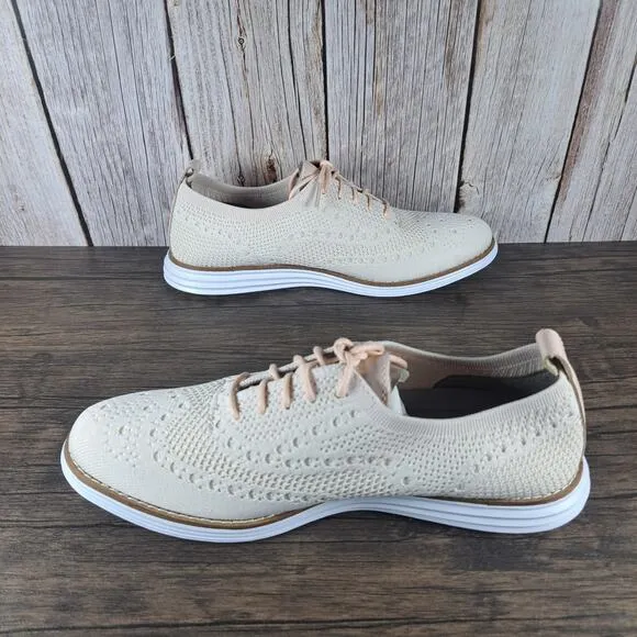 Cole Haan Grand Original Stitchlite Wingtip Cement Twisted Knit Women's Sz 8 B