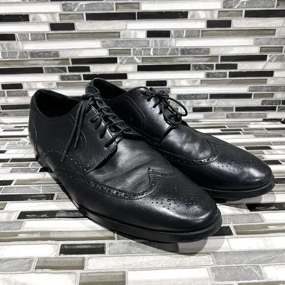 Cole Haan Grand OS C23793 Jefferson Leather Black Wingtip Shoes‎ Mens Size 13 M