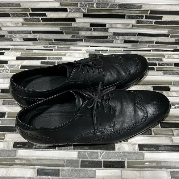 Cole Haan Grand OS C23793 Jefferson Leather Black Wingtip Shoes‎ Mens Size 13 M