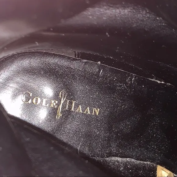 Cole Haan Kinley Short Waterproof Leather Pull-on Boots Size 8 Black