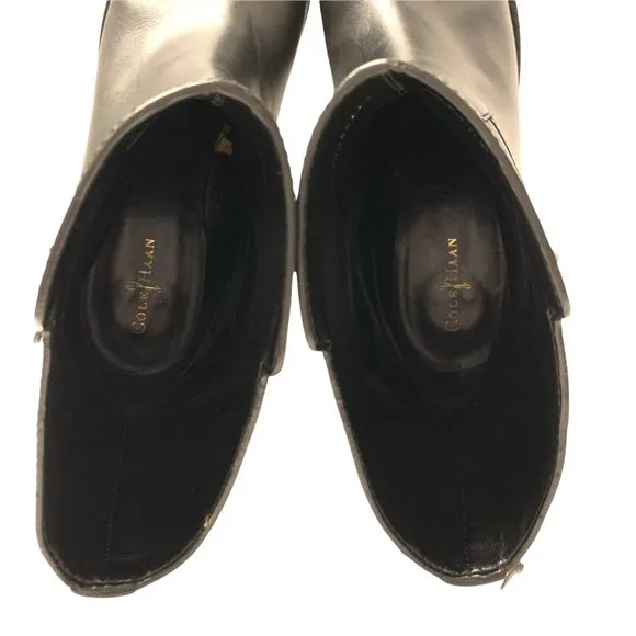 Cole Haan Kinley Short Waterproof Leather Pull-on Boots Size 8 Black
