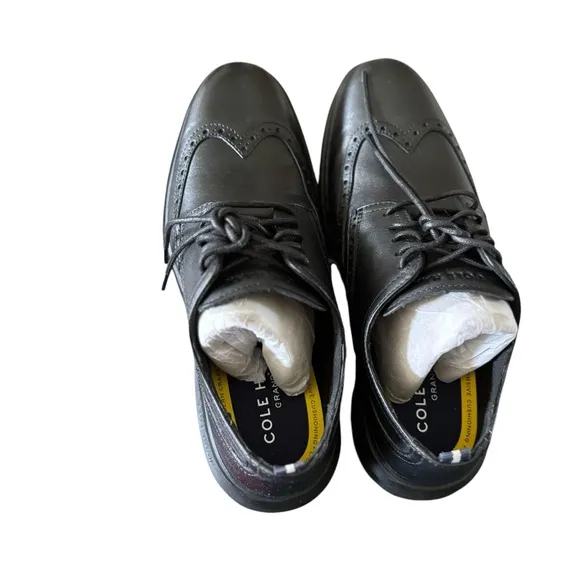 Cole Haan Men's Black Leather Shoes Men's Grand Wingtip Oxfords- Size 9