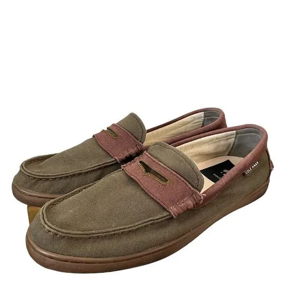 Cole Haan Men’s Nantucket Penny Loafer Size 9 Green Canvas Slip On Shoes