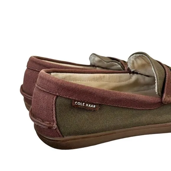 Cole Haan Men’s Nantucket Penny Loafer Size 9 Green Canvas Slip On Shoes