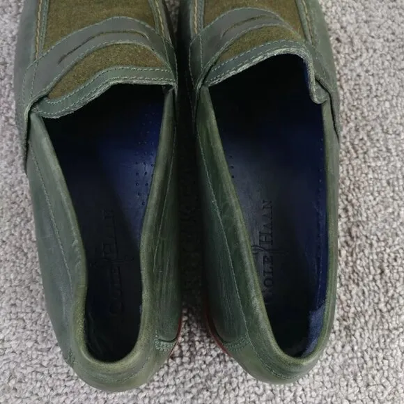 Cole Haan Monroe Penny Loafers Mens Size 10 Shoes Slip On Green Leather