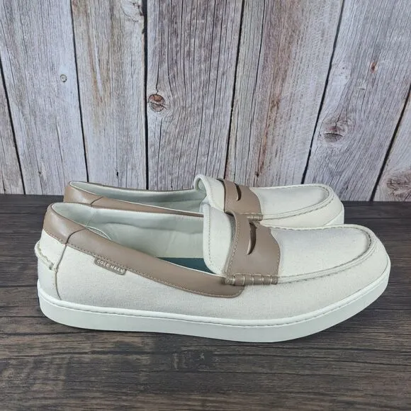 Cole Haan Nantucket Canvas Penny Loafer Men's Sz 13 M Dark Latte Ivory (NWOB)
