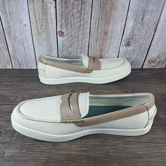 Cole Haan Nantucket Canvas Penny Loafer Men's Sz 13 M Dark Latte Ivory (NWOB)