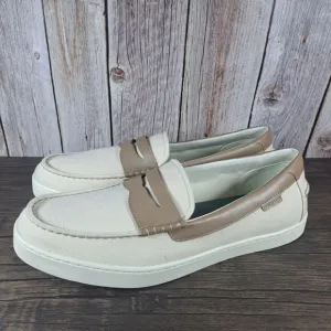 Cole Haan Nantucket Canvas Penny Loafer Men's Sz 13 M Dark Latte Ivory (NWOB)