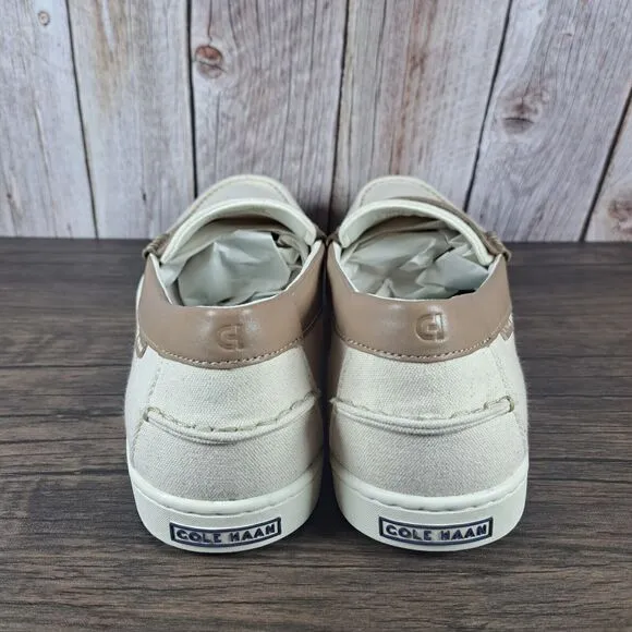Cole Haan Nantucket Canvas Penny Loafer Men's Sz 13 M Dark Latte Ivory (NWOB)
