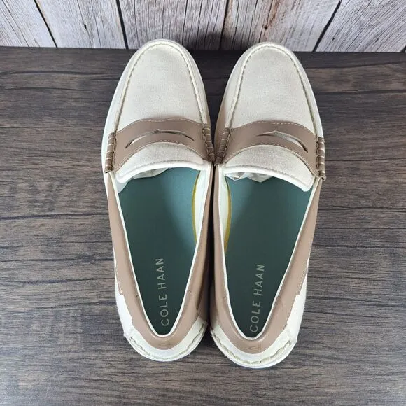 Cole Haan Nantucket Canvas Penny Loafer Men's Sz 13 M Dark Latte Ivory (NWOB)