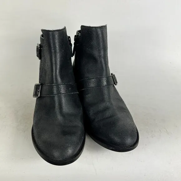 Cole Haan Rooney Short Boots Women's 8 Black Leather Comfort Buckle Strap D42552