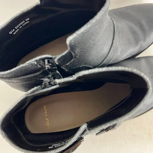 Cole Haan Rooney Short Boots Women's 8 Black Leather Comfort Buckle Strap D42552