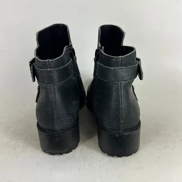 Cole Haan Rooney Short Boots Women's 8 Black Leather Comfort Buckle Strap D42552