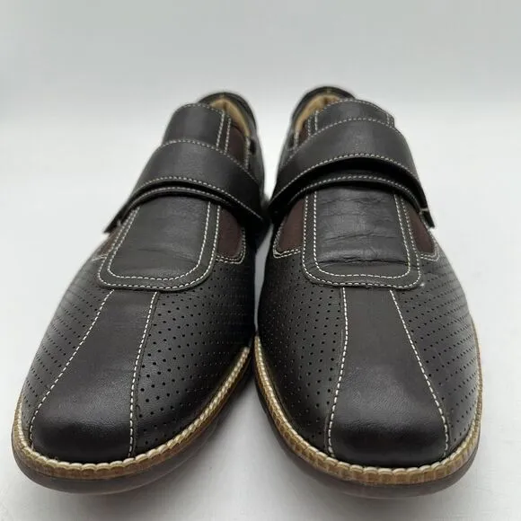 Cole Haan Strap Slip‎ On Brown Leather Sneaker C13756 Men's Sz 10.5M