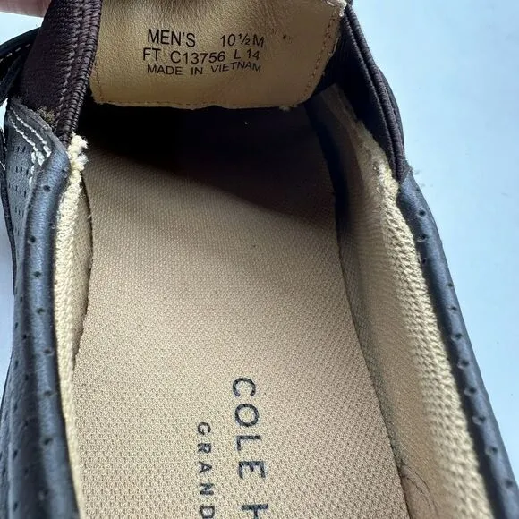Cole Haan Strap Slip‎ On Brown Leather Sneaker C13756 Men's Sz 10.5M