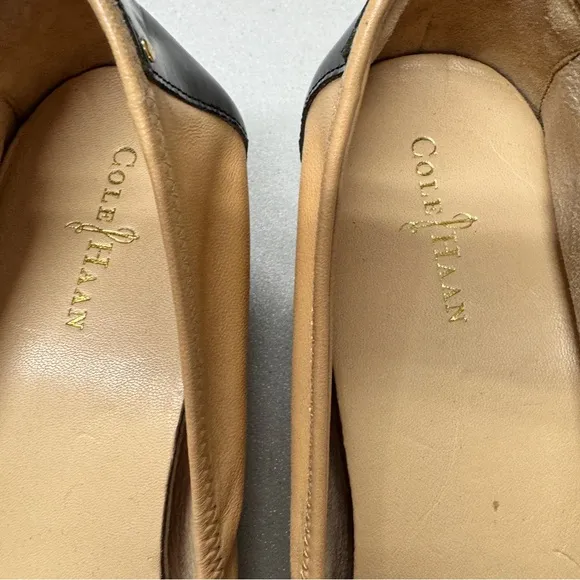 Cole Haan Tan Black Leather Cap Toe Wedge Heels Women’s 9.5 Classic Preppy Shoes