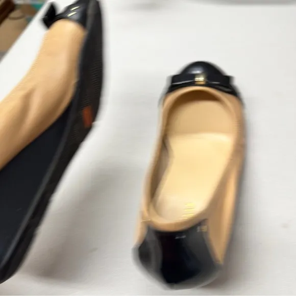 Cole Haan Tan Black Leather Cap Toe Wedge Heels Women’s 9.5 Classic Preppy Shoes