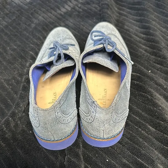 Cole Haan Women’s Alisa Blue Suede Wingtip Oxford Shoes Size 7 EUC