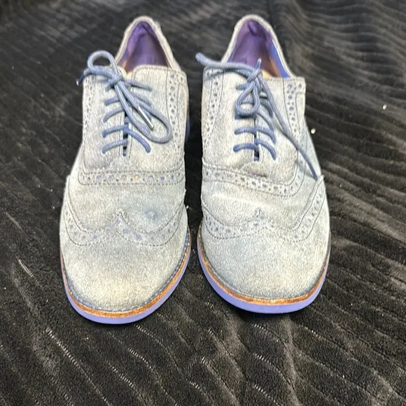 Cole Haan Women’s Alisa Blue Suede Wingtip Oxford Shoes Size 7 EUC