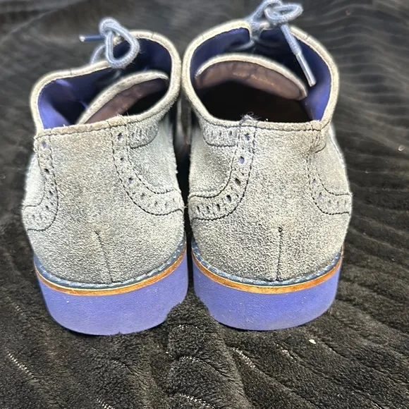 Cole Haan Women’s Alisa Blue Suede Wingtip Oxford Shoes Size 7 EUC