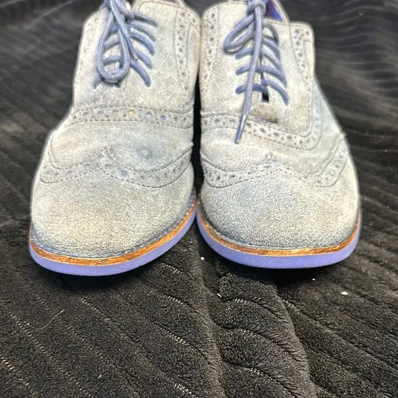 Cole Haan Women’s Alisa Blue Suede Wingtip Oxford Shoes Size 7 EUC
