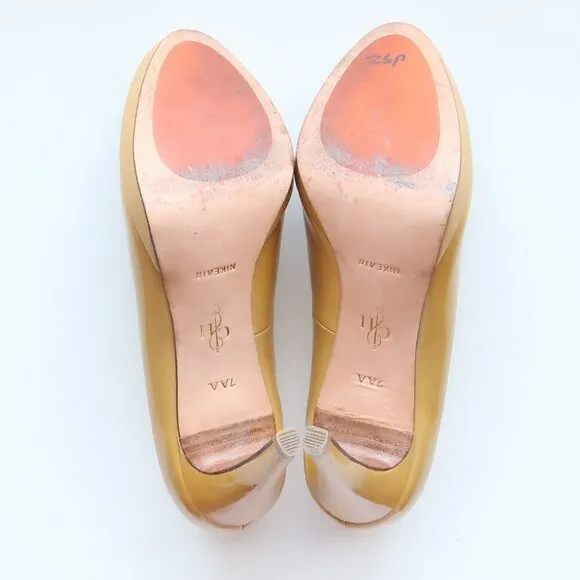 Cole Haan Yellow Patent Leather Platform Heels Pumps Dress Shoes 7 Extra Narrow