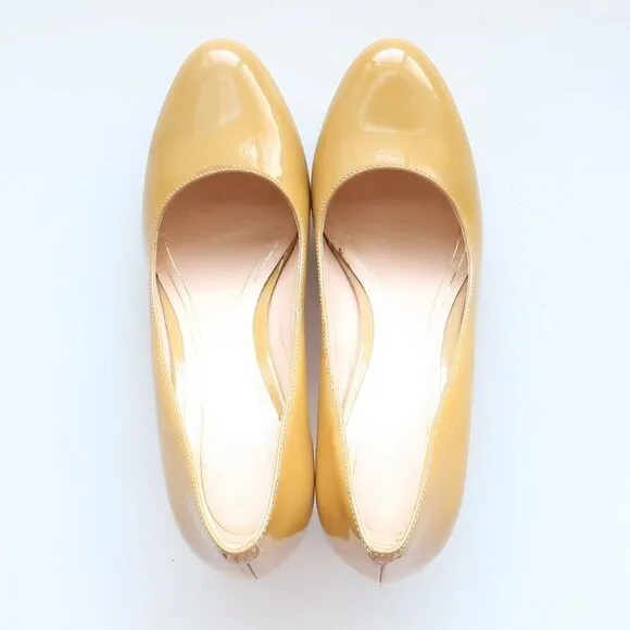Cole Haan Yellow Patent Leather Platform Heels Pumps Dress Shoes 7 Extra Narrow