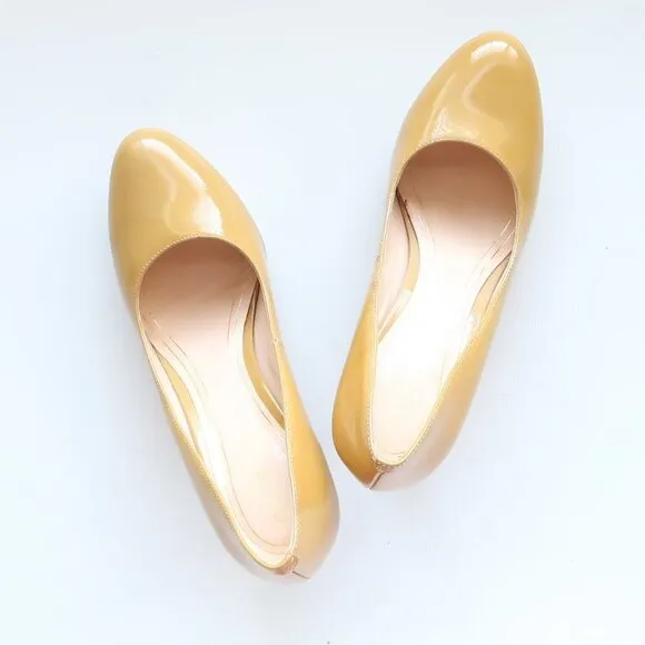 Cole Haan Yellow Patent Leather Platform Heels Pumps Dress Shoes 7 Extra Narrow