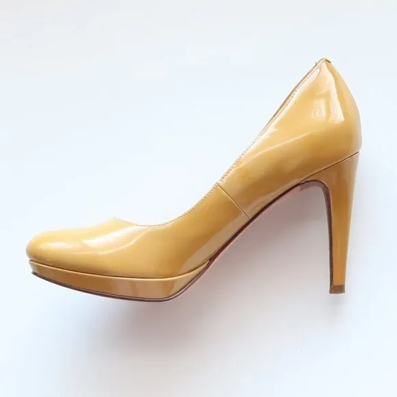 Cole Haan Yellow Patent Leather Platform Heels Pumps Dress Shoes 7 Extra Narrow