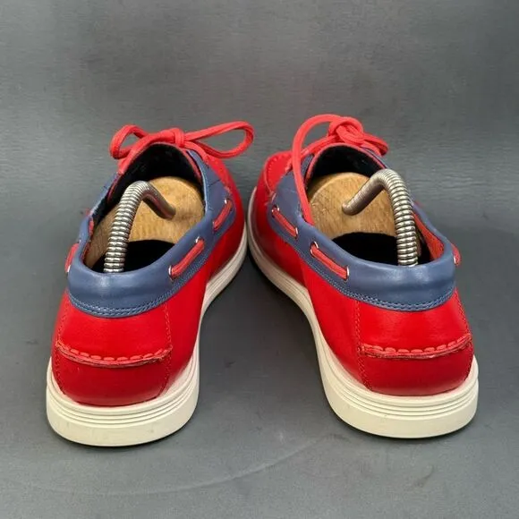 COLE HAAN MEN'S CORNEL 2 EYE RED LEATHER BOAT SHOES size 8