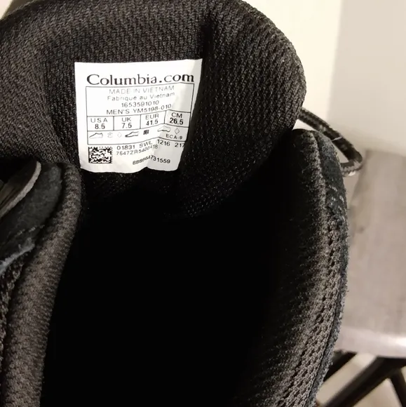 Columbia Black And Gray Waterproof Leather Shoes