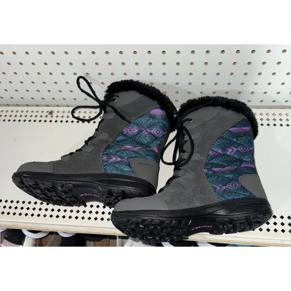 Columbia Ice Maiden II Womens Waterproof Insulated Winter Snow Boots Size 8 Gray