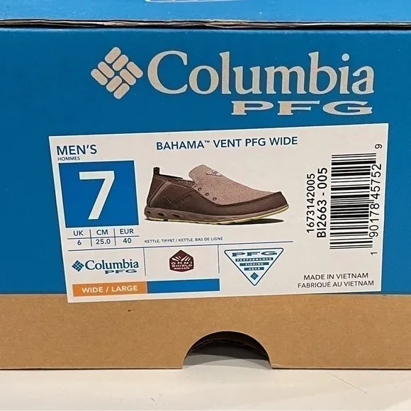 Columbia Men's PFG Bahama Vent Slip On Boat Fishing Shoes Kettle Brown NWT