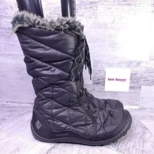 Columbia Minx Mid Waterproof Faux Fur Line Winter Boot Black Women's sz 6.5