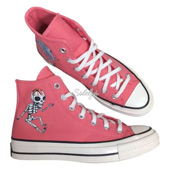 Converse Chuck 70 Dia de Muertos Day of the Dead Sugar Skull Pink Hi Top Women 8