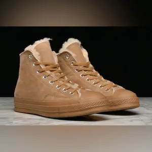 Converse Chuck 70 Hi Shearling Iced Coffee Sneakers Shoes Boots Size 7.5 2019