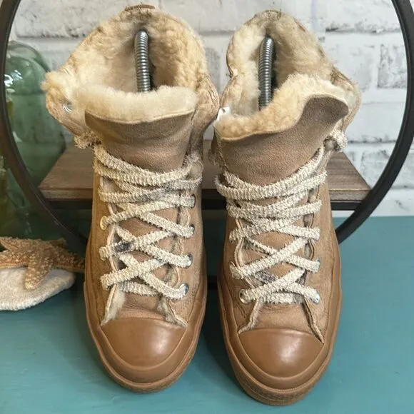 Converse Chuck 70 Hi Shearling Iced Coffee Sneakers Shoes Boots Size 7.5 2019