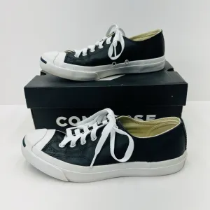Converse Jack Purcell Ox Sneakers Mens 6.5 Womens 8 Black Leather Low Top Shoe