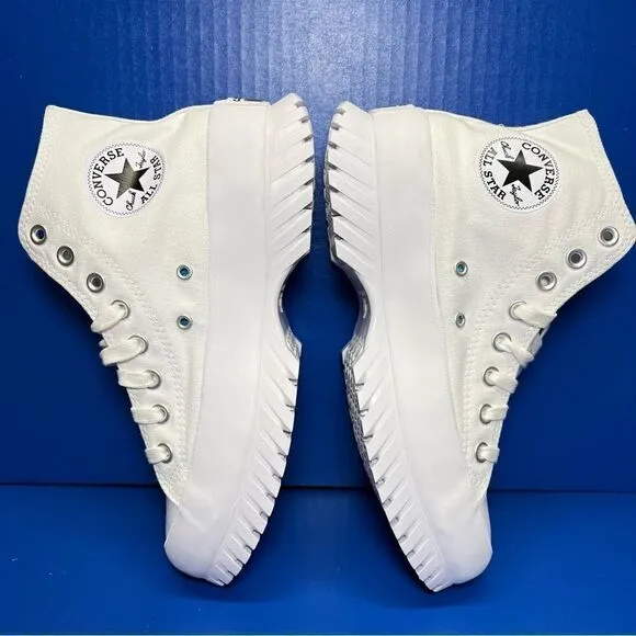 Converse Chuck Taylor All Star Lugged Hi-Top 2.0 Shoes in All White Canvas