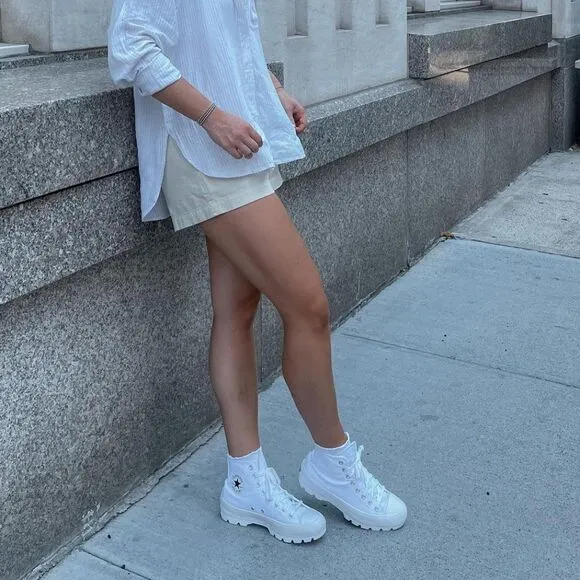 Converse Chuck Taylor All Star Lugged Hi-Top 2.0 Shoes in All White Canvas