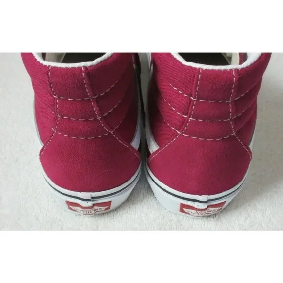 COPY - Vans Women's Classic Sk8-Hi Shoes Cerise Red True White Canvas Suede Siz…