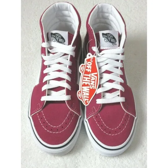 COPY - Vans Women's Classic Sk8-Hi Shoes Cerise Red True White Canvas Suede Siz…