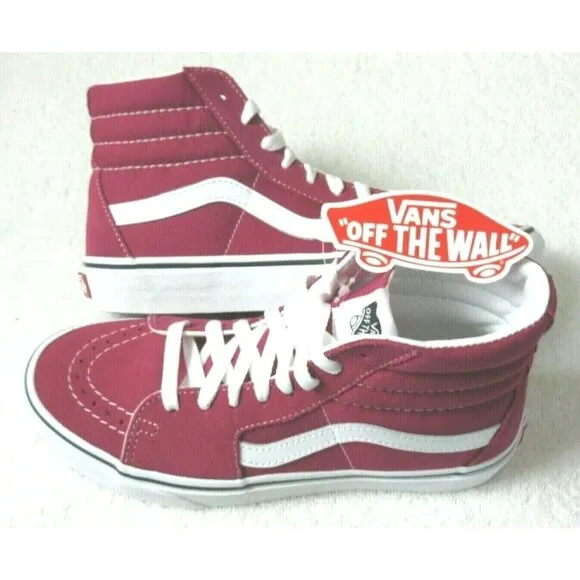 COPY - Vans Women's Classic Sk8-Hi Shoes Cerise Red True White Canvas Suede Siz…