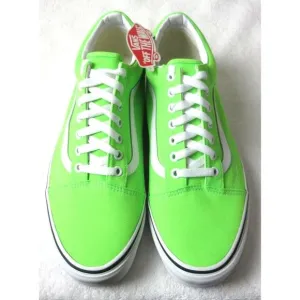 COPY - Vans Women's Old Skool Neon Green Gecko True White Canvas Skate shoes NWT