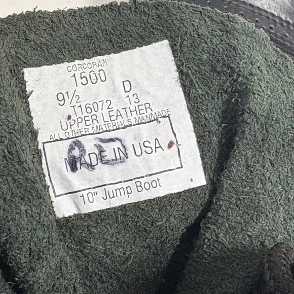 CORCORAN 1500 Black Leather 10&quot; Jump Boots 9.5D Military Paratrooper Made In USA